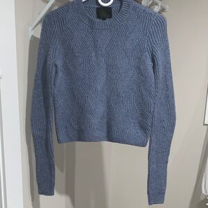INTERMIX Slate Blue Cable Crewneck Sweater